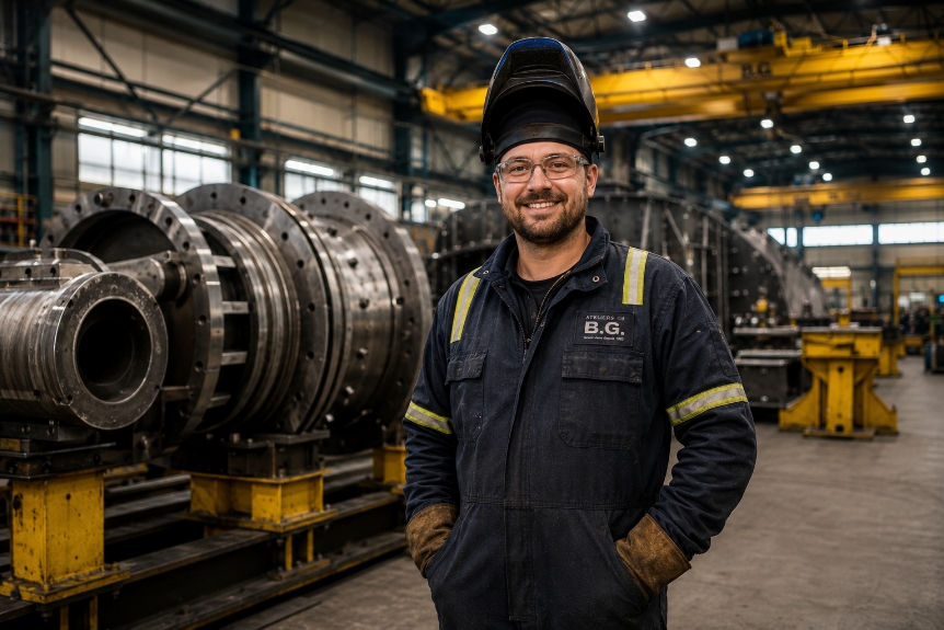 Membre de l'équipe Ateliers B.G. en usine